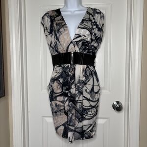 Windsor Black and Gray Abstract Mini Dress Size Large